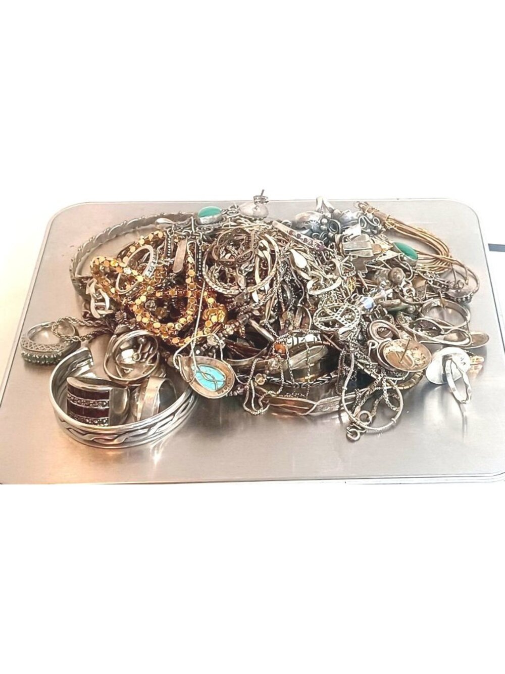 Lot Of Mixed Vintage Sterling Silver Jewelry with Various Stones 586g wearable